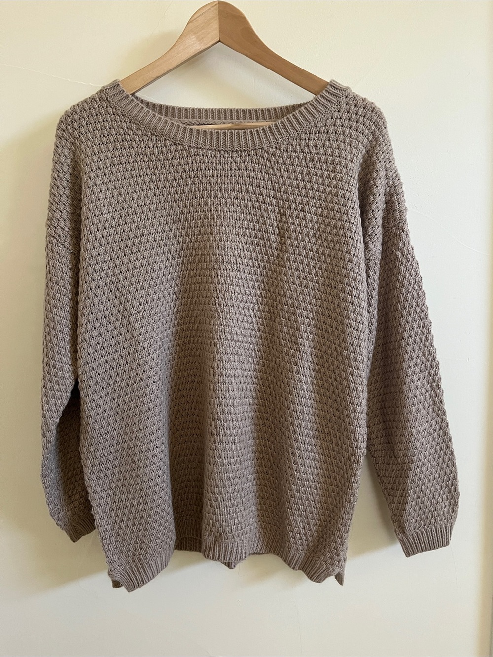 Forever 21 Taupe Crew Neck Textured Sweater